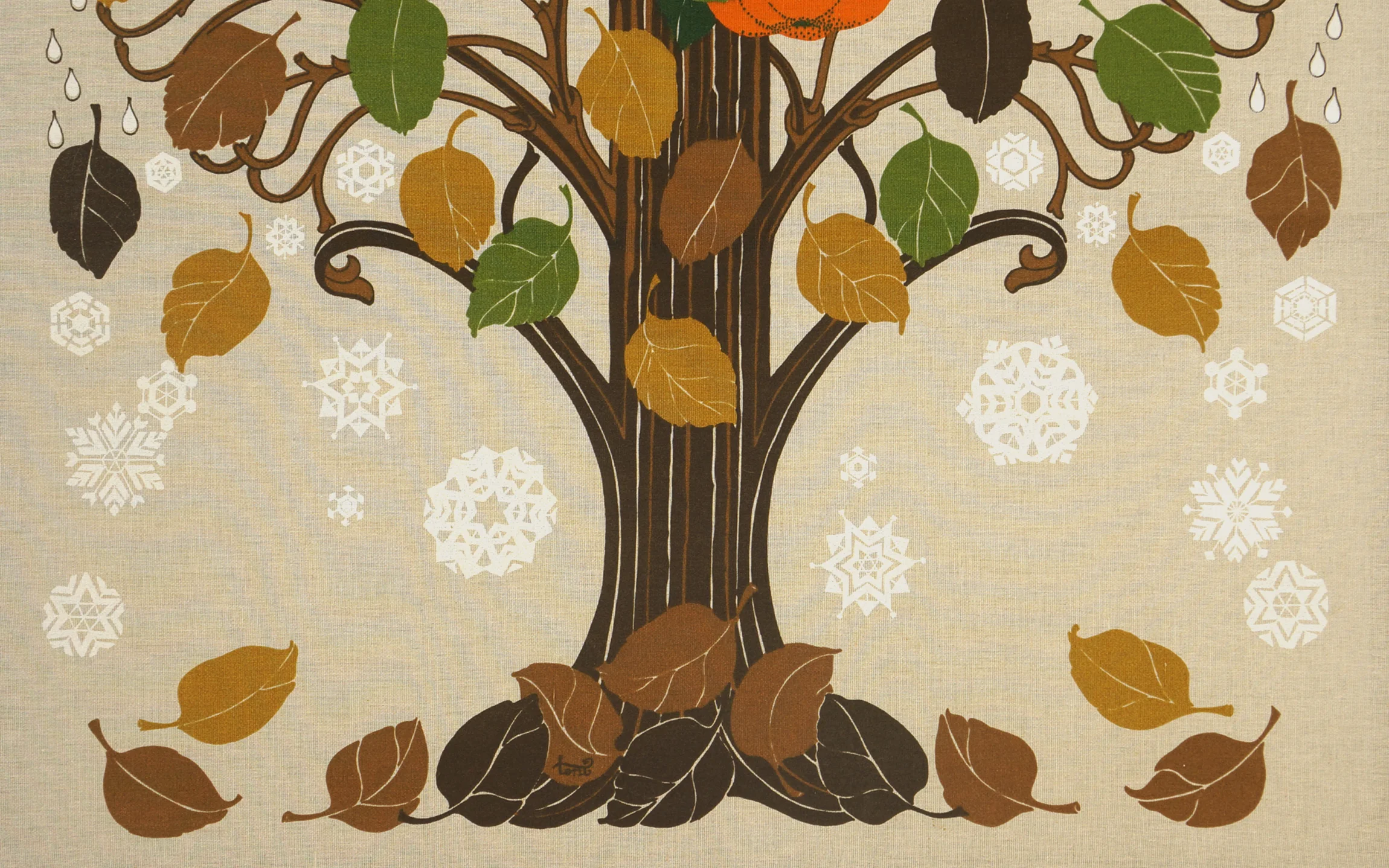 ON HOLD. Seasons Tree Print on Cloth by Toni Hermansson for